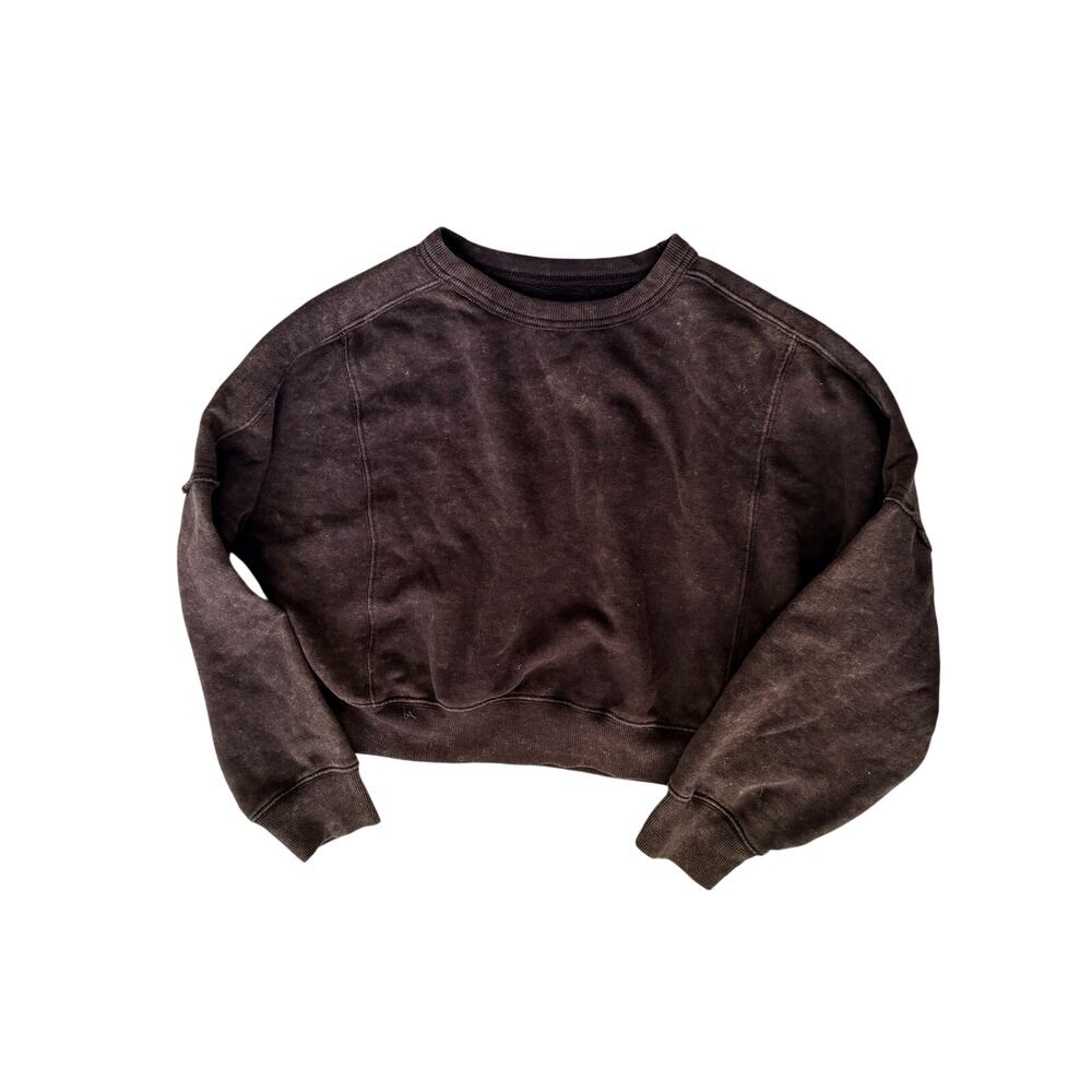 SO Girls Black Acid Wash Cropped Sweatshirt Size L 10/12